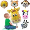 Mini Animal Foil Balloons birthday party Decor baby presents kid toys Lion Monkey Zebra Deer Cow Animal Head Air Balloon