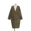 Herfst Vrouwen Wollen Jas Lente Winter Cassic Simple Lange Plaid Cardigan Trenchcoat Open Stitch Vintage Plus Size Wol 210514