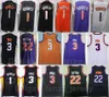 남자 농구 Deandre ayton jersey 22 크리스 폴 3 Devin Booker 1 스포츠 팬 스티치 블랙 화이트 퍼플 오렌지 팀 색 통기성 순수 면화 좋은 품질