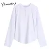 Yitimuceng T Koszulki Dla Kobiet Stitch White Sexy Topy Lato Luźne Wygodne Ubrania Moda Plus Rozmiar Button Button Streetwear 210601