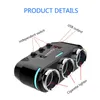 Cigarro de carro Cigarro Power Socket Splitter Adaptador Car-Styling DC 12 Volt 3.1A 120W Dual USB Carregador Azul