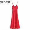 Sexy Women Sling Red Long Maxi Dress Female Sleeveless Side Button Slits Vestido Ladies Summer Night Out Party Dresses 210514