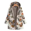 Windjacke Lederjacke Weibliche Herbst Casual Blumendruck Warmer Mantel Vintage Übergroße Tasche Frauen Outwear Lange Jacken 210923