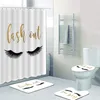 Trendiges Roségold-Wimpern-Duschvorhang-Set, Badezimmer-Vorhang mit Badematte, Teppich, Teppich für Toilette, Glitzer, Hallo wunderschönes Dekor 210402