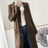 Maglione da donna autunno e inverno versione coreana del cappotto sopra il ginocchio sciolto giacca cardigan lavorata a maglia spessa extra lunga 210427