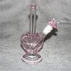 Heart shape glass water pipes bongs hookahs pink color dab rigs with 14mm heart slide bowls ash catchers