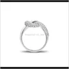 Drop Leverans 2021 Vår 925 Sterling Sier Knotted Heart Original Fashion Engagement Bröllop Pandora Ringar DIY Charm Smycken för kvinnor AD5C