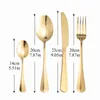 Guld bestick set western bestick 16st kniv gaffel sked middag service rostfritt stål dinnerware porslin s 211228