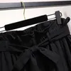 Calças femininas capris missfansiqi senhoras verão plus size haren para mulheres soltas casuais cinturão de algodão preto calças longas 3xl 4xl 5xl 6xl 7xl