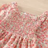 Ditsy Çiçek Baskı Katmanlı Hem Kız Elbise İlkbahar Sonbahar 2021 Bebek Çocuklar Uzun Kollu Kapalı Omuz Boho Elbise Giysileri Kızlar Için Q0716