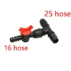 Garden Hose 25mm To 20mm 16mm Tee Barb Water Splitter With Valve Reducing 3 Way Connector 1pcs Watering Equipments