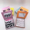 3pairs cílios definir 25mm 3D mink cílios preto branco cola colorido caixa de pacote com espelho