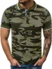 Polos masculinos Zogaa 2021 Summer Comércio exterior lapela Tops 3D Impressão digital Camuflagem Europeia T-shirt de manga curta