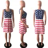 Maternidade Vestidos Senhoras Estrelas Impressão Saias Praia Striped Dress Listrado Bandeira Americana Independência Dia Nacional EUA 4th Julho Roupas M3438