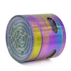 Labyrint Herb Grinder storlek 63mm 4 bit Iblue Rökning Tillbehör Rainbow Color Zinc Alloy Grinders Färgglada Maze Smoke Tools WY1282