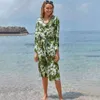 Vestido de playa Saida de Praia Algodón Kimono Pareos Playa Mujer Bikini Cover Up Traje de baño Q1184 210420