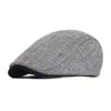 Vinter Tjock Newsboy Cap Men Vintage Sillben Kvinnor Casual Stripe Berets Gatsby Flat Hat Peaked Cap Justerbar