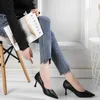 Women Shoes High Heels PU Soft Comfortable Pointed Toe Slip Ons Solid Black Beige Nude Office Career Elegant Woman Pumps Dress