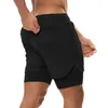 Running Shorts 2 i 1 Mäns Snabbtork Gym Träning Fitness Sport Kort Byxor Jogging Träning Sweatpants Sommarstrand Simma