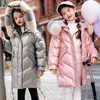 Piumino invernale per bambini 2021 New Fashion Shiny Girl Snowsuit Bambini Cappotto addensato per ragazzo Vestiti antivento per ragazze 4-12Y H0909