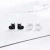 TT197 S925 Sterling Silver Needle Super Cute Cats Ear Stud Earrings Female Personality Epoxy Black Cat Jewelry For Young Girl Gif7071127