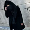 Automne hiver hommes long trench-coat style coréen manteau à capuche hommes mince laine pardessus garçons punk longues vestes casaco masculino 211011