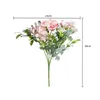 Dekorative Blumenkränze, 5 Stück, künstliche Buquet-Seidenrose, Hortensie, gefälschtes Festival, DIY, Hochzeit, Heimdekoration, 5 Zweige
