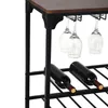 US StockMax Rustic 40 Flaschenhalter Küche Esszimmer Metallboden Freistehende Weinregaltisch mit Glashalter, 5-Tier-Flasche A14