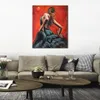 Modern Figure Oil Paintings Spanish Flamenco Dancer in Blue Dress Handmade Woman Canvas Art for Bedroom High Quality5105855