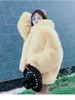 Pele feminina faux moda inverno quente chill pelt jaqueta natural beafly grossa casaco amarelo manga longa r1
