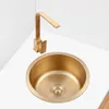 Gold 304 Stainless Steel Kitchen Sink Undercounter Mini Small Round Sink 42cm Embedded Single Slot Kitchen Bowl Set Steel3244882