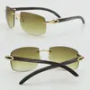 Limited edition Larger Rimless Sunglasses Optical 18K Gold Sun glasses 4189705 White Inside Black Buffalo Horn C Decoration male a258c