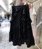 Koreańska Moda Polka Dot Spirts Dla Kobiet Lato Słodkie Ruffles Splited Faldas Mujer Kolana Długość Feminino Jupe 210514