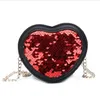 Sequins Bag Heart Mini Kids Handbag Girls Shoulder Messenger Bags Small Coin Purse Children Wallet Clutch Bags 6 Designs BT6521