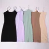 Sexy Aa Style Brandy Melville Spaghetti Pasek O-Neck Guma Bodycon Slim Sheath Packege Hips Mini Dress Trendy Kobiety 5 Kolory Y0603