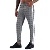 Męskie Streetwear Chinos Plaid Casual Spodnie Fitness Mężczyźni Skinowy Dolny Jogger Spodnie Spleci Spodnie Moda Spodnie Paski Spodnie Tor 210702