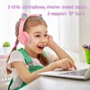 Kablosuz Kulaklıklar Kedi Kulağı Ile Mikrofon Mavi-Diş Serin Glow Işık Stereo Bas Kaskları Çocuk Gamer Kız Hediye PC Telefon Oyun Kulaklığı
