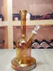 8,9 дюймовый золотой толщиной стеклянный металлический бонг табак курительная вода труба кальян стакан