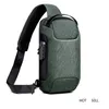 Men's Crossbody Chest Bag Waterproof USB Charge Oxford for Men Anti-theft Lock Back Shoulder Sling Travel