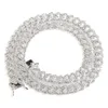 Iced Out Miami Cubain Lien Chaîne Argent Hommes Chaînes En Or Collier Bracelet De Mode Hip Hop Bijoux 9MM246d