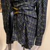GetSpring Women Shirt Bluzka Vintage Plaid S Long Kobiet Bandaż Długi Rękaw Projektant Dorywczo Top Plus Rozmiar 210719