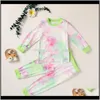 Vêtements Bébé, MaternitéEnsembles de pyjama tie-dye confortables Tout-petits enfants Bébés filles Garçons Imprimé tie-dye Hauts à manches longues T-shirt Pantalon Pyjamas