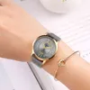 Currenブランドの女性は豪華なデザインの女性のシンプルな女の子の腕時計Quartz Watches女性のドレスブレスレット時計ギフト210517