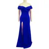 Kvinna Wrap Tube Long Dress Party High Slit Evening Clubwear Slim Blue Black Sexy Tight Vestidos Fashionable Summer Dresses 210416