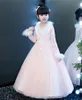 Hiver Rose Manches Bijou Applique Fille Pageant Robes De Fille De Fleur Princesse Fête Enfant Jupe Personnalisée