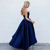 Arabic Style Long Blue Prom Dresses Royal Blue Lace dresses 2021 Cheap New Elegant Celebrity Dresses Hi Lo Formal Evening Gowns