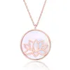 Latt Lotus Rodada Em Forma Rosa Gold Natural Pearl Shell Colar Pingente de Jóias Moda Necklac