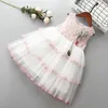 2-7 anni Vestito da ragazza di alta qualità estate carino fiocco fiore capretto abbigliamento per bambini festa formale principessa 210615