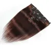 Rett klipp i mänskliga hårförlängningar Naturlig svart färg 8 st / set 120 gram # 2 # 4 brasilianska clip-ins för kvinnor 8-22 tum
