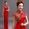 Vermelho Tradicional Chinês Cheongsam Long Qipao Noiva Tradições Clássicas Mulheres Vestido De Festa Oriental Estilo Vestidos Plus Size Étnica Cloot